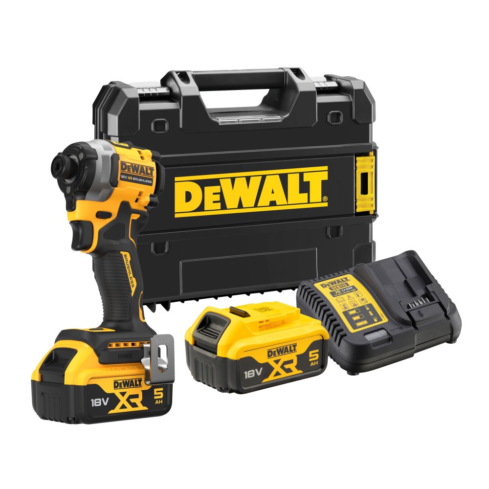Аккумуляторный шуруповерт DEWALT DCF850P2T, 18 В, 206.2 Нм, 3800 уд/мин, с 2 АКБ 5 Ач и ЗУ, в кейсе TSTAK (DCF850P2T-QW)