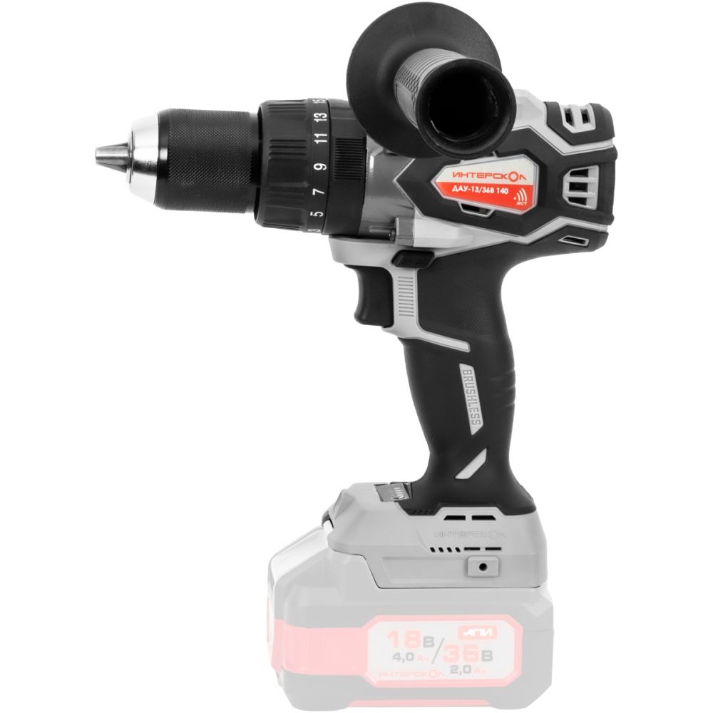 Аккумуляторная ударная дрель-шуруповерт ИНТЕРСКОЛ ДАУ-13/36В 140, 36 В, 2250 об/мин, 30000 уд/мин, без АКБ и ЗУ (852.0.0.70)