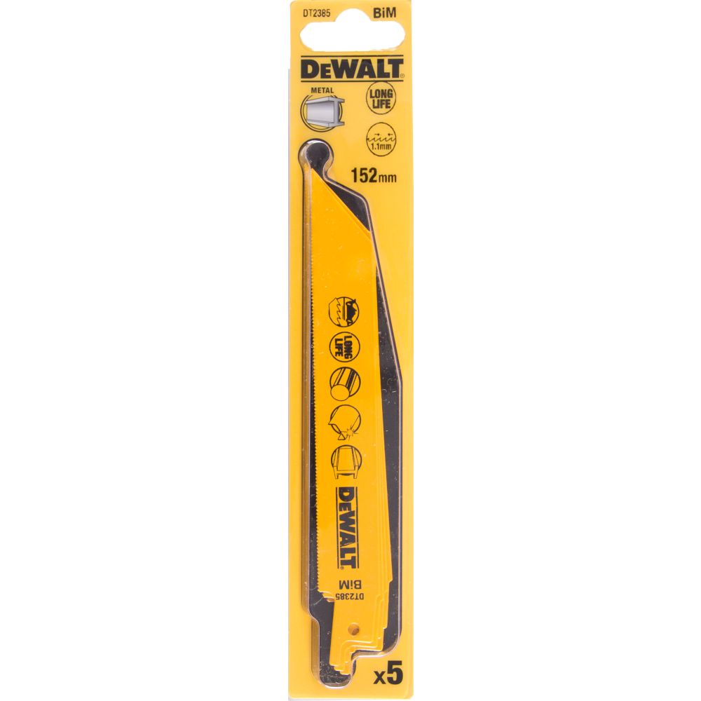 Полотно DEWALT DT2385, по металлу для сабельных пил биметаллическое, BiM, 152 x 1.1 мм, S922AF, 5 шт.