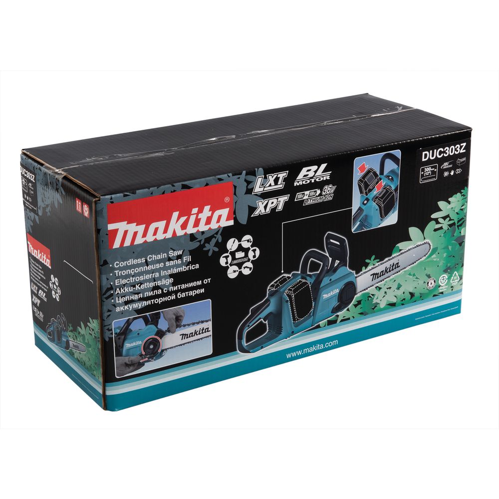 Аккумуляторная цепная пила Makita DUC303Z, 2x18 В, 30 см, 20 м/с, без АКБ и ЗУ