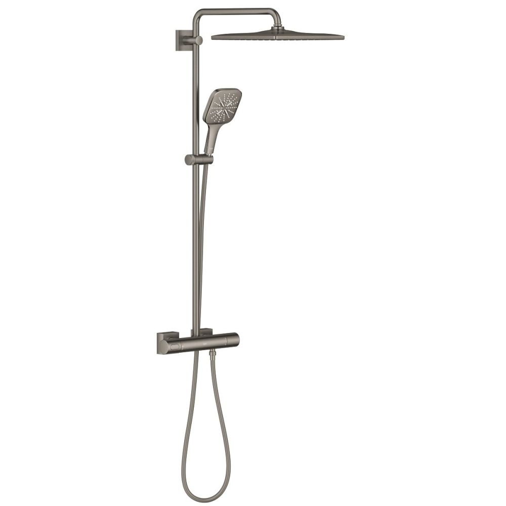 Душевая система GROHE Rainshower SmartActive 310 Cube с термостатом для душа, темный графит матовый (26837AL0)