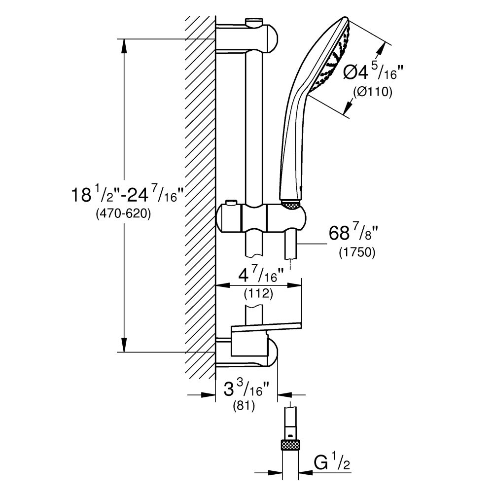Душевой гарнитур Euphoria 110 Mono, 1 вид струи, хром (2726600E)