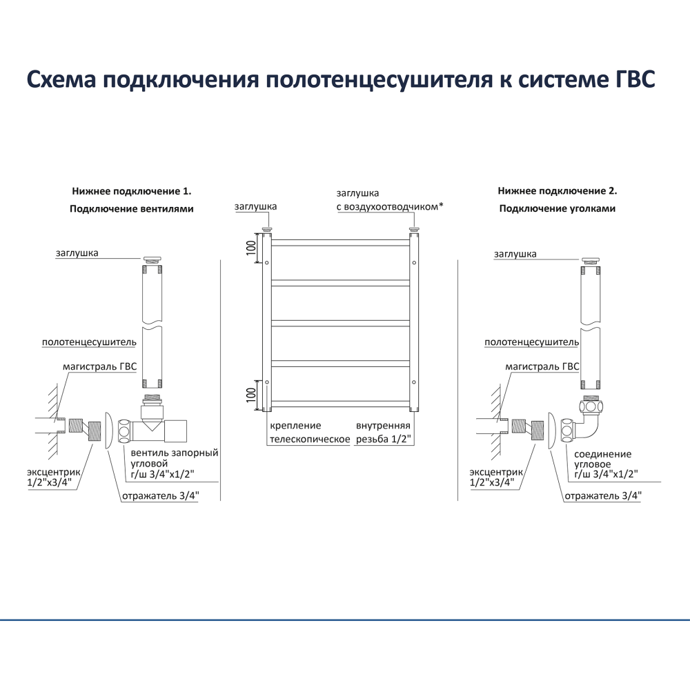 Полотенцесушитель водяной Aquatek Лугано П10 500x800, хром AQ DOC1080CH