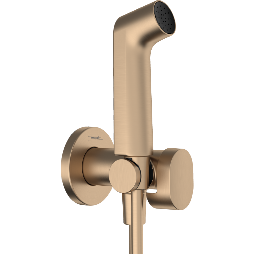 Гигиенический душ hansgrohe 1jet S со смесителем, держателем и шлангом 125 см 29232140, шлифованная бронза