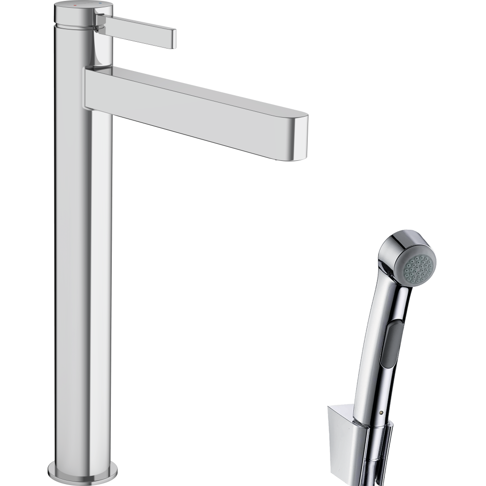 Смеситель для раковины hansgrohe Finoris 260 со сливным гарнитуром и гигиеническим душем 76220000, хром