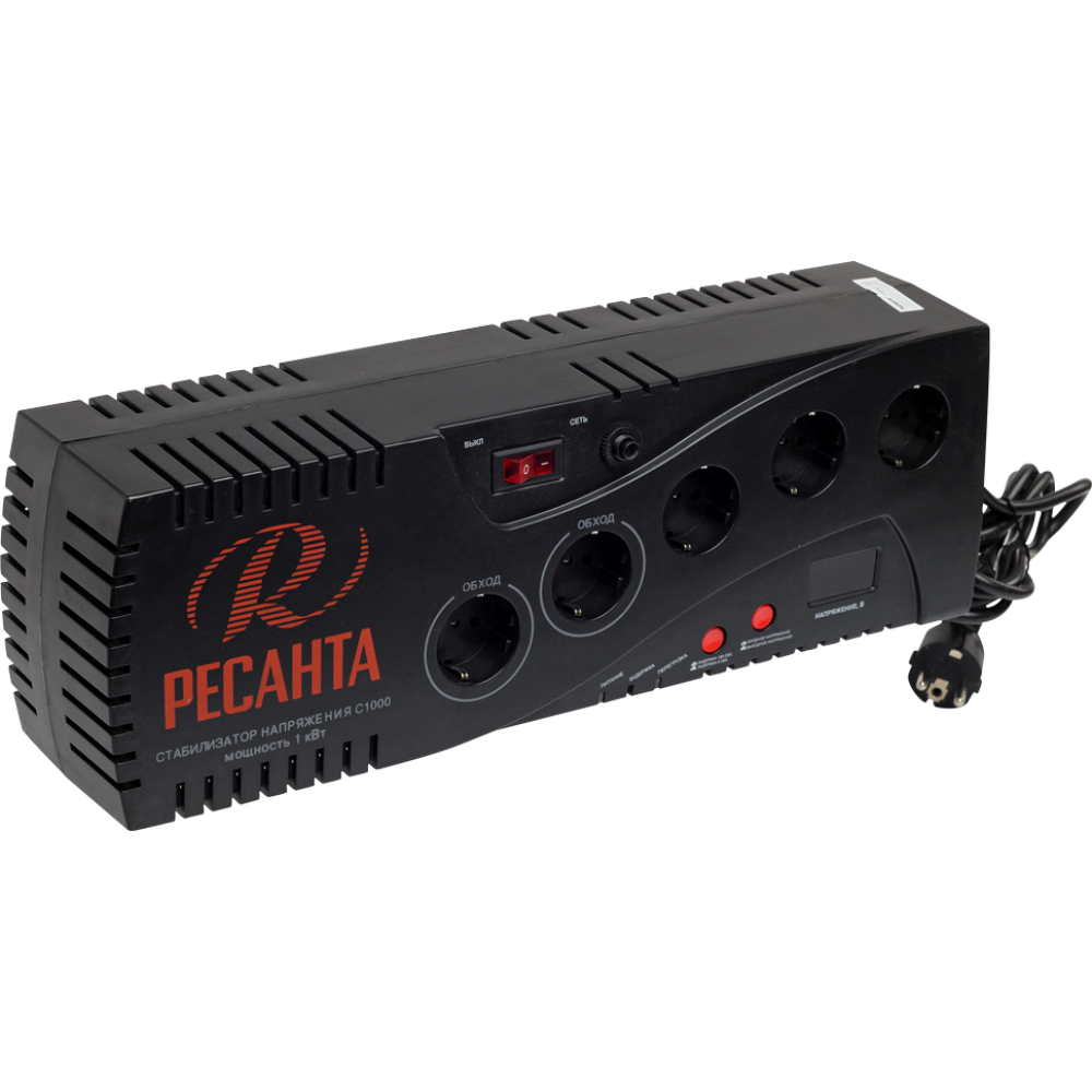 Стабилизатор напряжения Ресанта С1000, однофазный, 900 Вт, 63/6/32