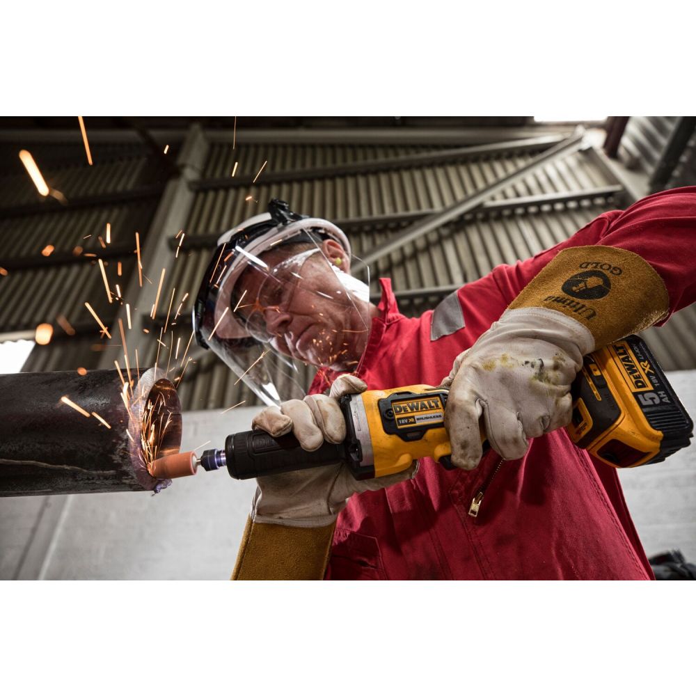 Аккумуляторная прямошлифовальная машина DEWALT DCG426P2, 18 В, 38 мм, 25000 об/мин, с 2 АКБ 5 Ач и ЗУ, в кейсе TSTAK (DCG426P2-QW)