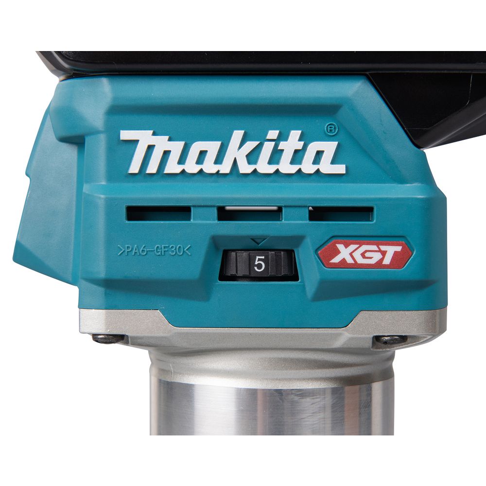Набор Makita: аккумуляторный кромочный фрезер RT001GZ19, 31000 об/мин + аккумулятор BL4040, 40 В, 4 Ач + быстрое зарядное устройство DC40RA, PT993
