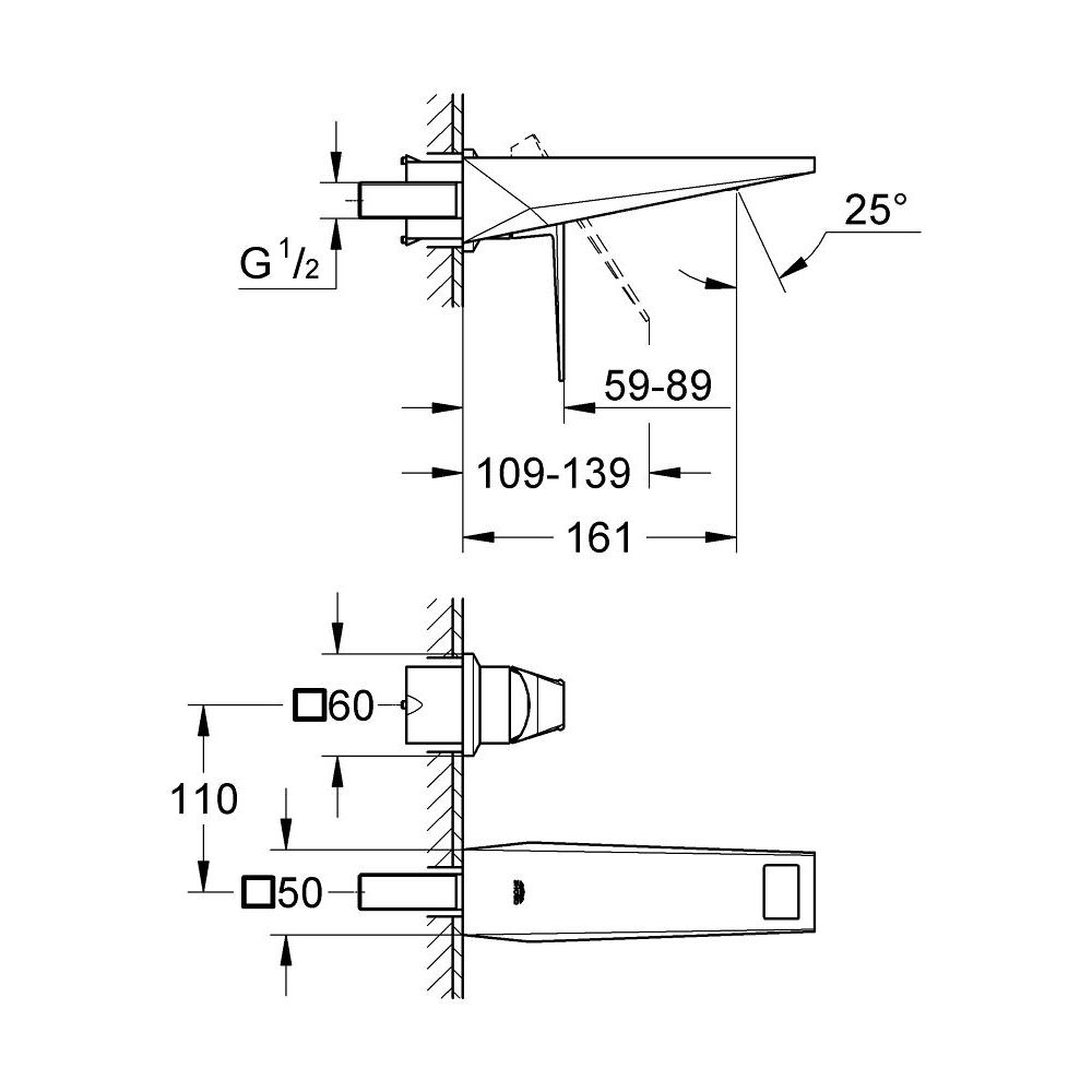 Внешняя часть смесителя для раковины GROHE Allure Brilliant на 2 отверстия, S-size, хром (19781000)