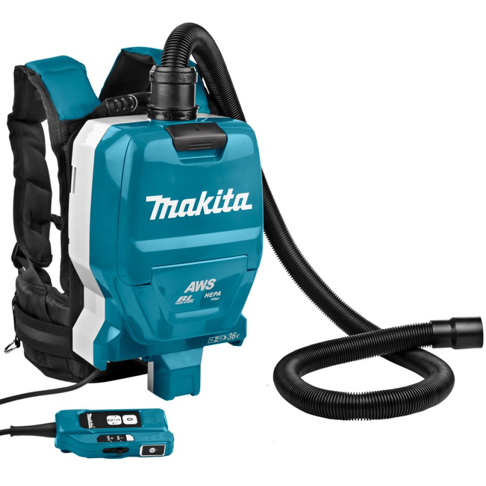 Аккумуляторный ранцевый пылесос Makita DVC265, 2x18 В, 2 л, с 2 АКБ 5 Ач, без ЗУ (DUST-KITM16)