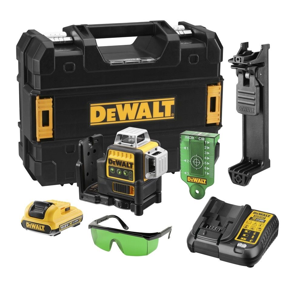 Самовыравнивающийся линейный ЗЕЛЕНЫЙ лазерный уровень DEWALT DCE089D1G