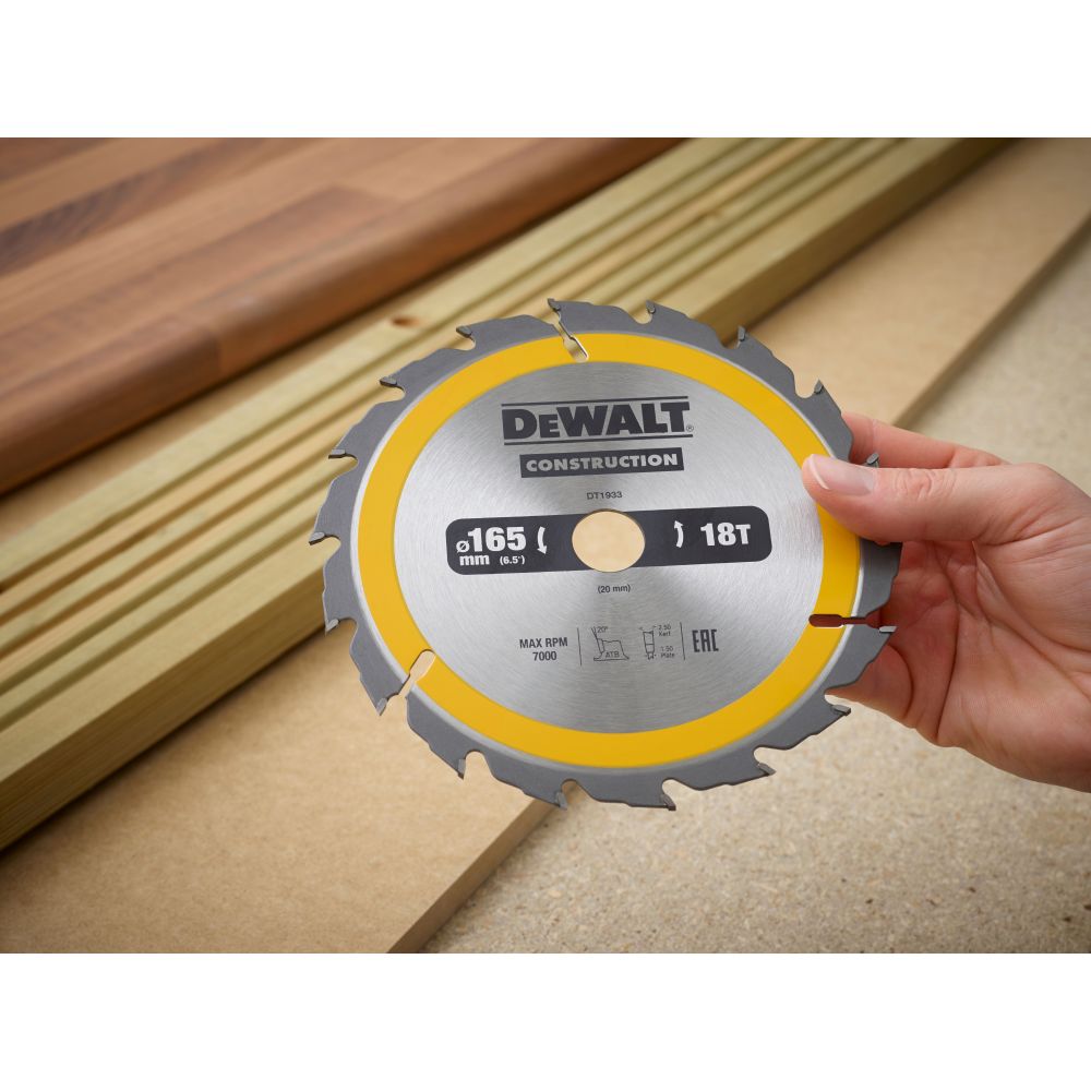 Диск пильный по дереву DEWALT CONSTRUCTION, 165х20х1.5 мм (DT1933-QZ)