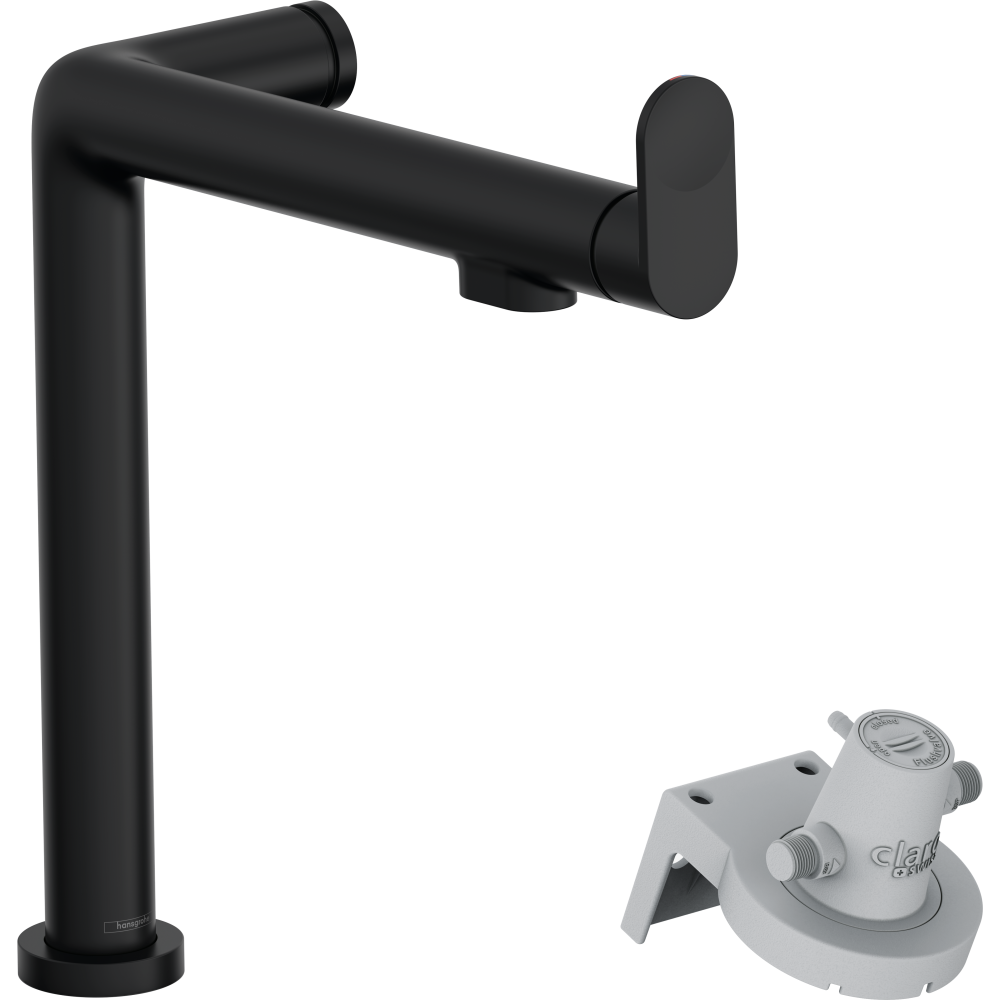 Смеситель для кухонной мойки hansgrohe Aqittura M91 240 1jet с поворотным изливом и функцией фильтрации, без фильтра в комплекте 76804670, матовый черный
