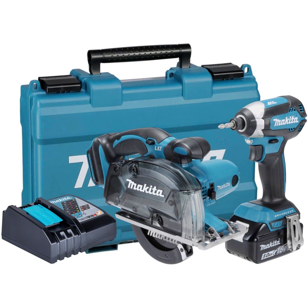 Аккумуляторный набор Makita, 18 В: дисковая пила DCS552 + шуруповерт DTD153, с АКБ 5 Ач и ЗУ, в кейсе