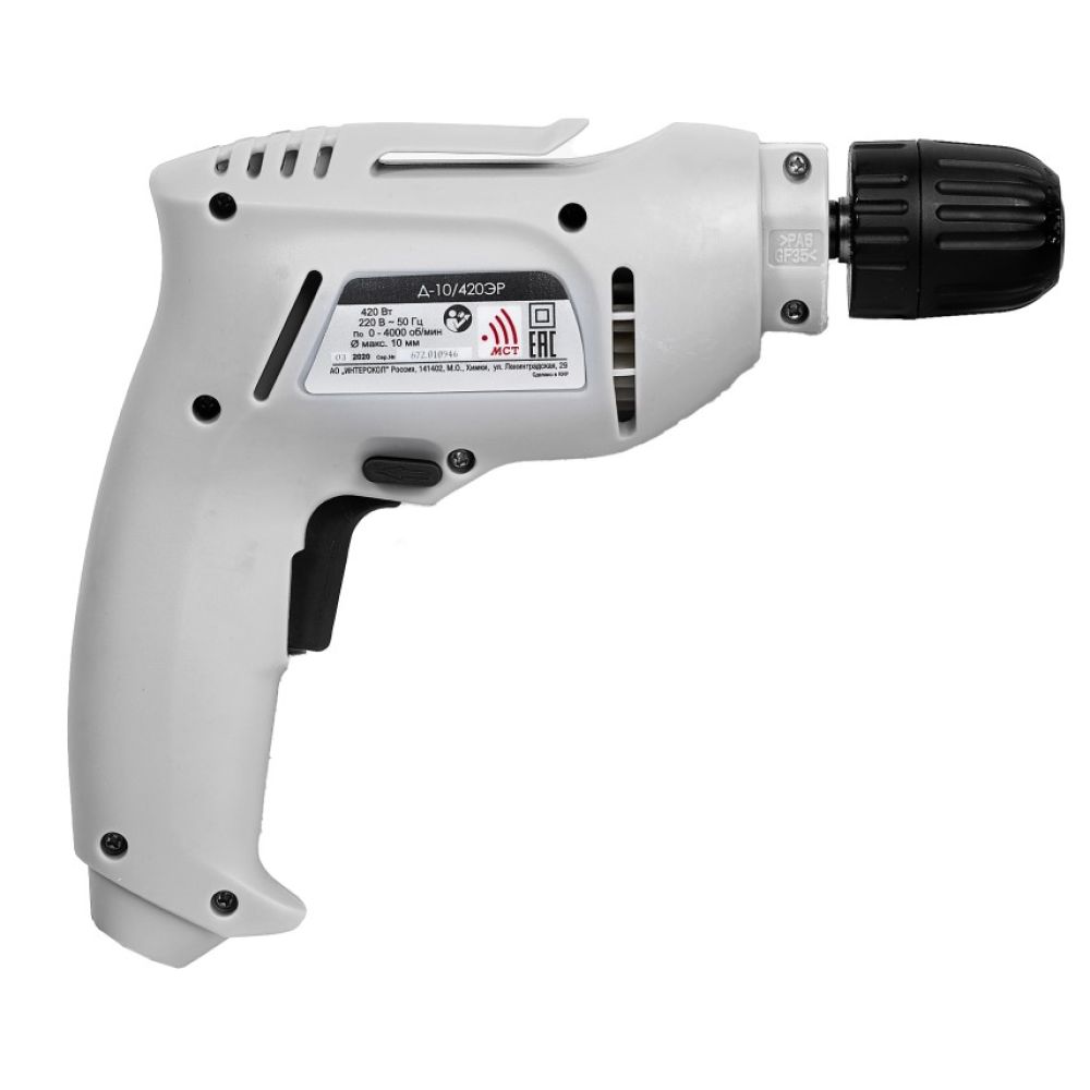Дрель ИНТЕРСКОЛ Д-10/420ЭР, 420 Вт, 4000 об/мин (672.1.0.00)