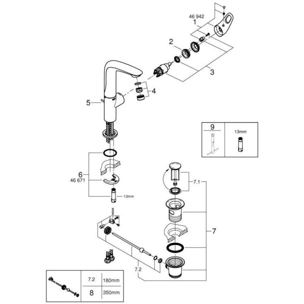 Смеситель для раковины GROHE Eurostyle, L-size, белая луна (23569LS3)