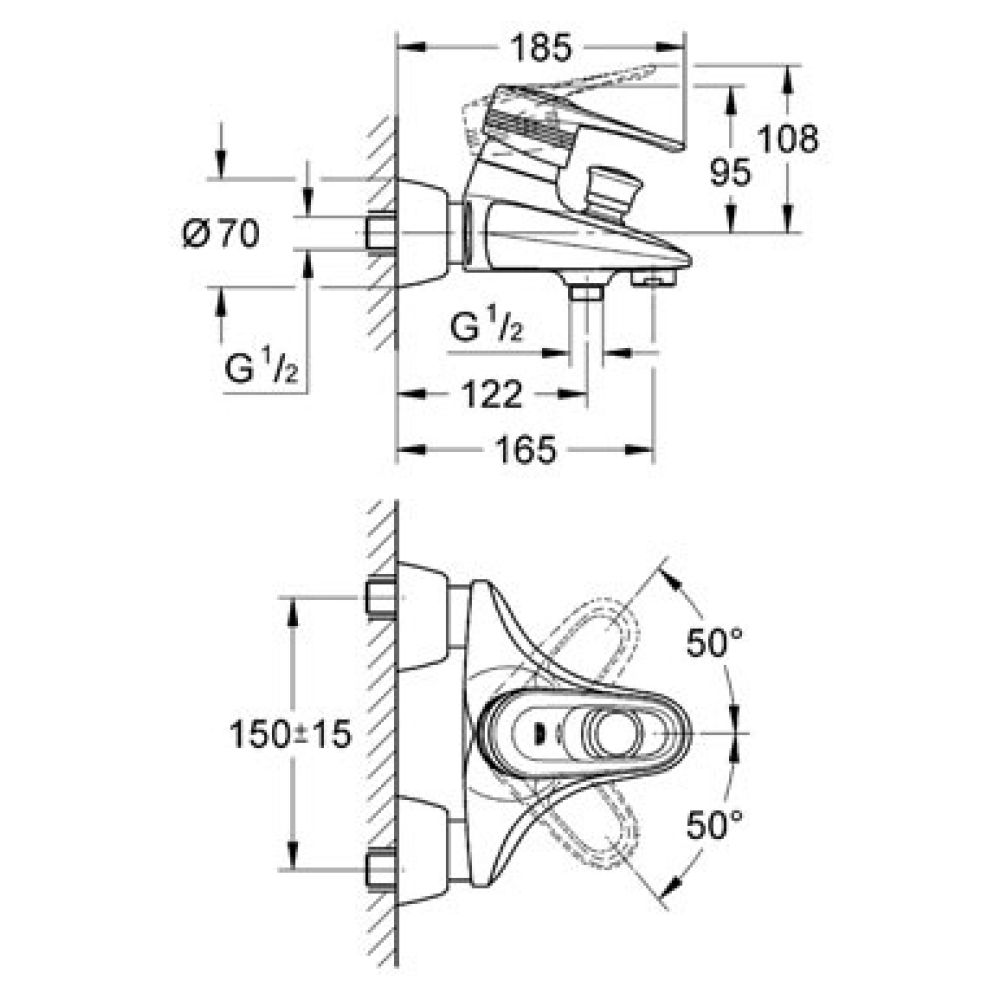 Смеситель для ванны GROHE Europlus, хром (33553000)