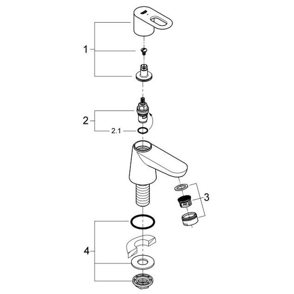 Кран для раковины GROHE BauLoop, без функции смешивания, хром (20422000)