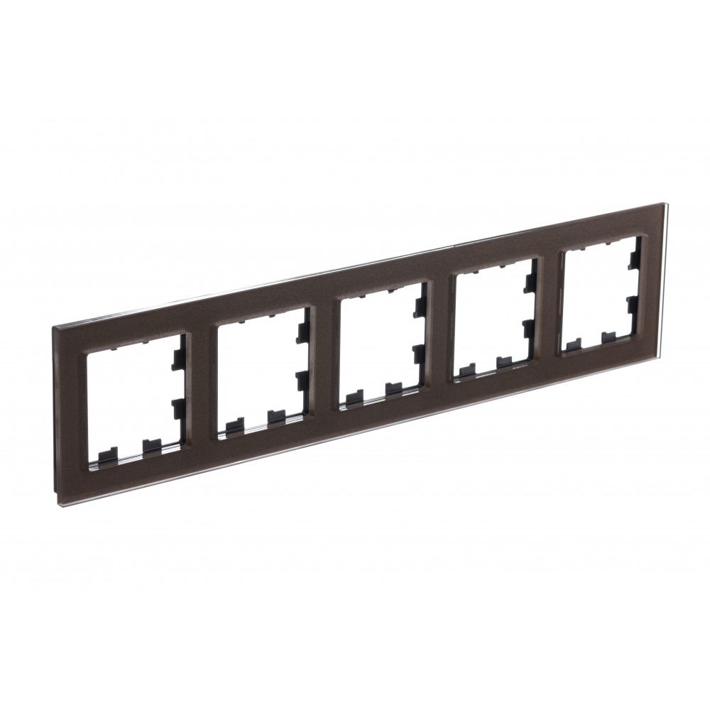 Рамка 5-постовая универсальная Systeme Electric (Schneider Electric) AtlasDesign Nature, органическое стекло мокко ATN320605