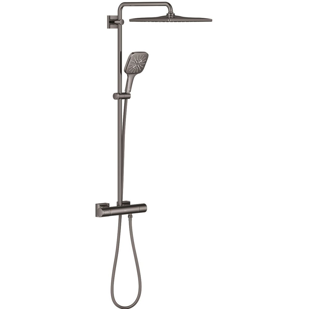 Душевая система GROHE Rainshower SmartActive 310 Cube с термостатом для душа, темный графит глянцевый (26837A00)