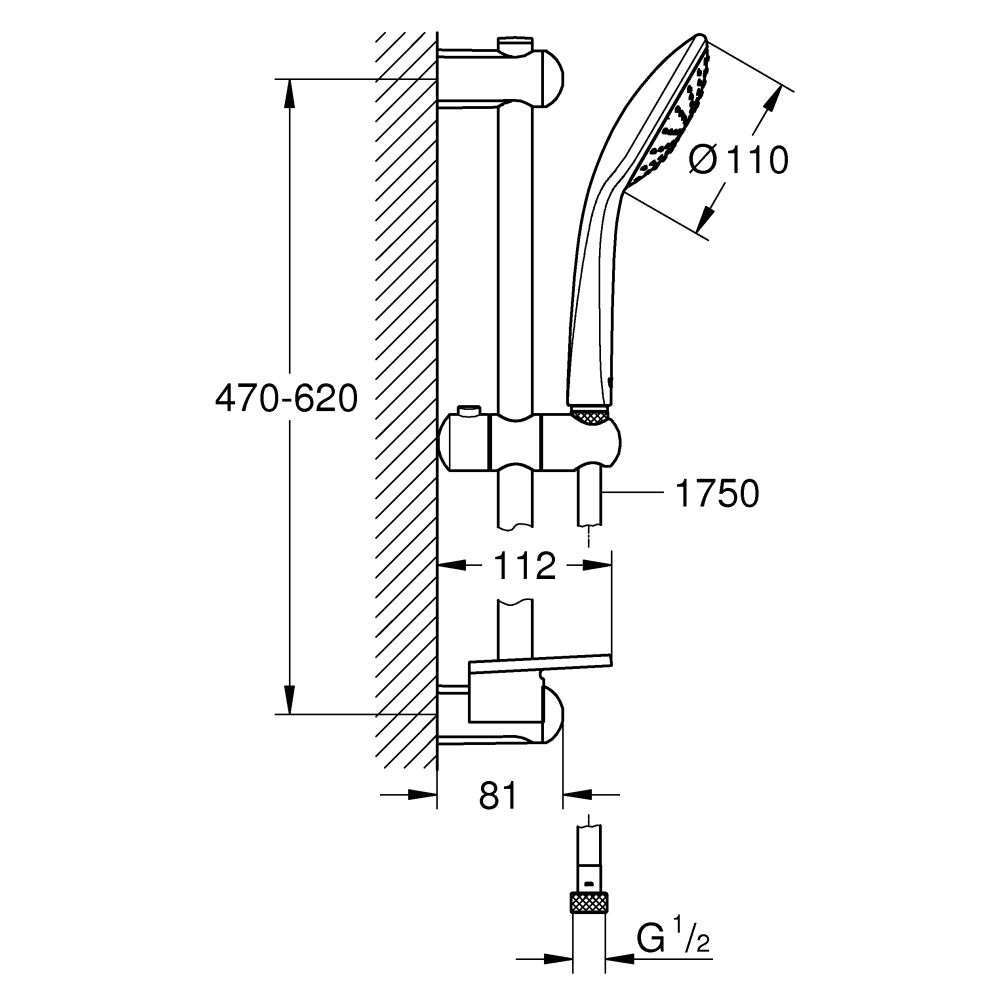 Душевой гарнитур Euphoria 110 Mono, 1 вид струи, хром (2726600E)