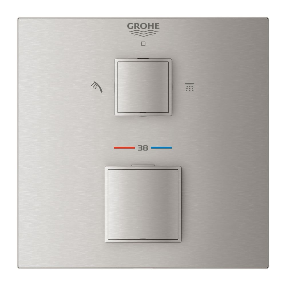 Внешняя часть термостата для душа GROHE Grohtherm Cube на 2 потребителя, суперсталь (24154DC0)