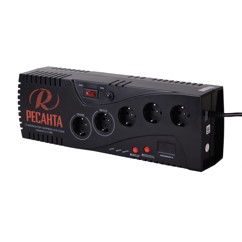 Стабилизатор напряжения Ресанта С2000, однофазный, 1950 Вт, 63/6/34