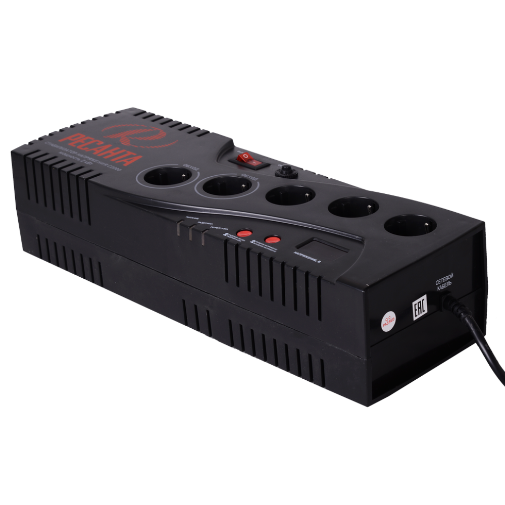 Стабилизатор напряжения Ресанта С2000, однофазный, 1950 Вт, 63/6/34