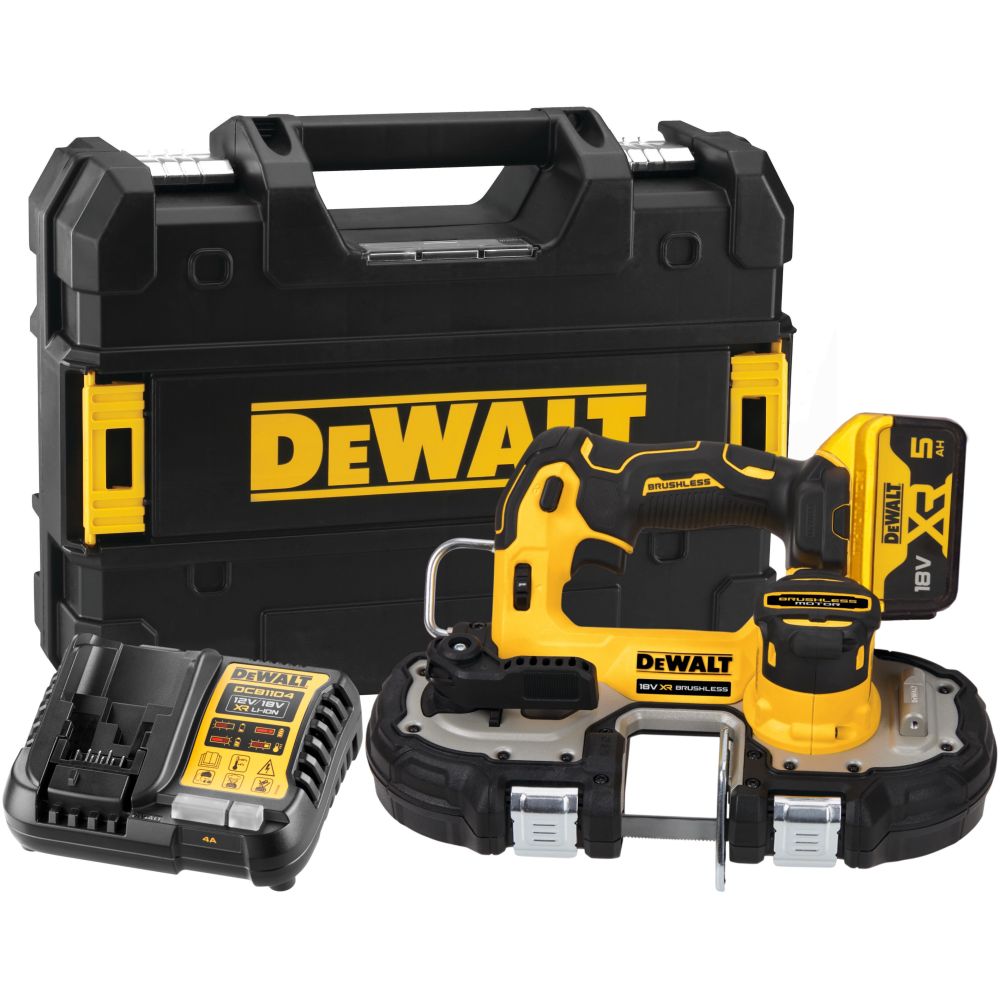 Аккумуляторная ручная ленточная пила DEWALT DCS377P1T, 18 В, 116 м/мин, с АКБ 5 Ач и ЗУ, в кейсе TSTAK (DCS377P1NT-XJ)