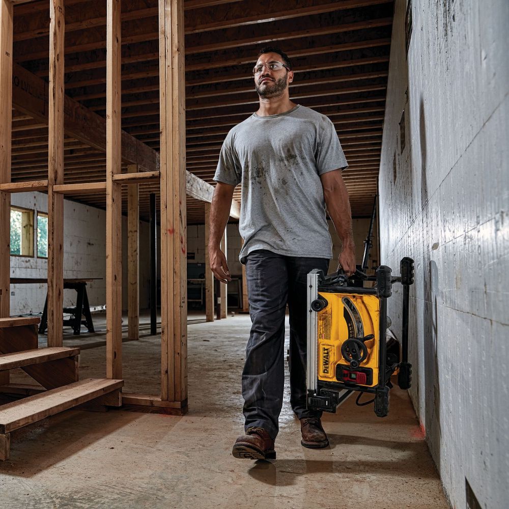 Дисковая настольная пила DEWALT DWE7485RS, 1850 Вт, 210 мм, 5800 об/мин, с подставкой на колесах (DWE7485RS-QS)