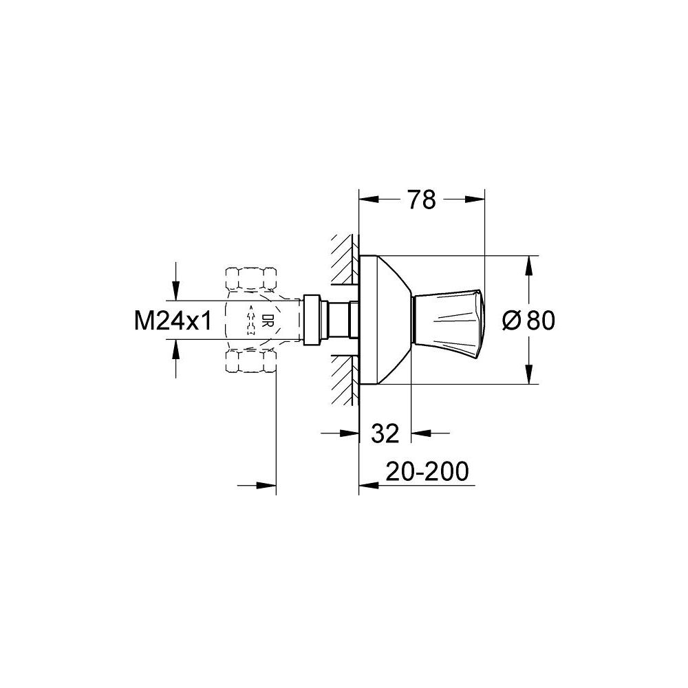 Внешняя часть вентиля GROHE Costa L, красная маркировка, хром (19807001)