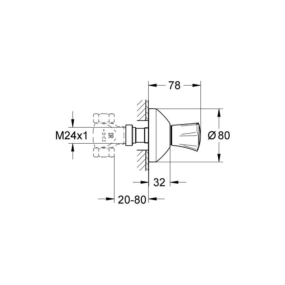 Внешняя часть вентиля GROHE Costa L, синяя маркировка, хром (19808001)