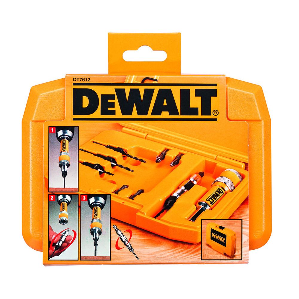 Набор пилотных сверл с зенкерами DEWALT DT7612, Flip&Drive по дереву мм, 12 шт. (DT7612-XJ)