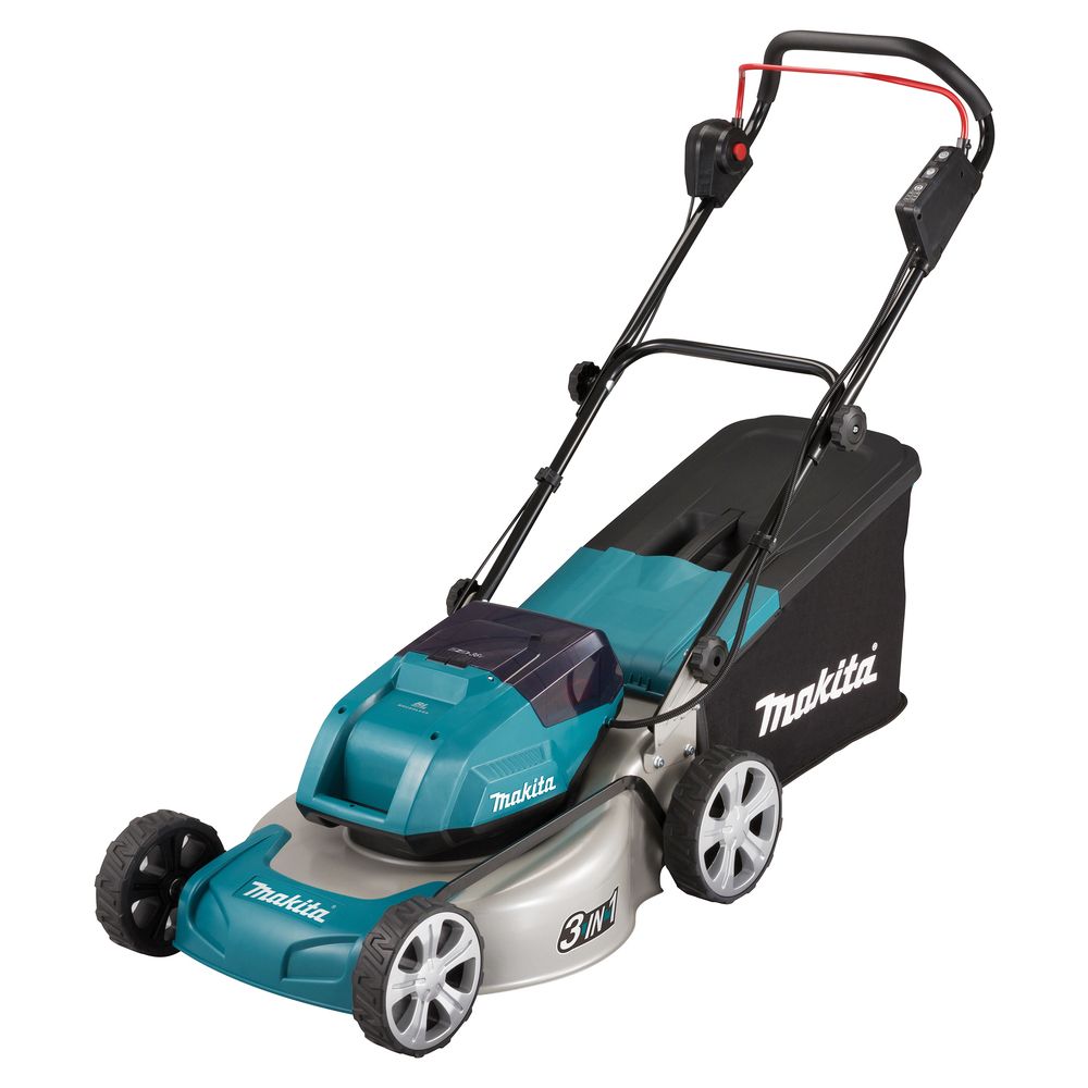 Аккумуляторная газонокосилка Makita LXT 2x18 В, 46 см, 60 л, с 2 АКБ 5 Ач и ЗУ, DLM460PT2