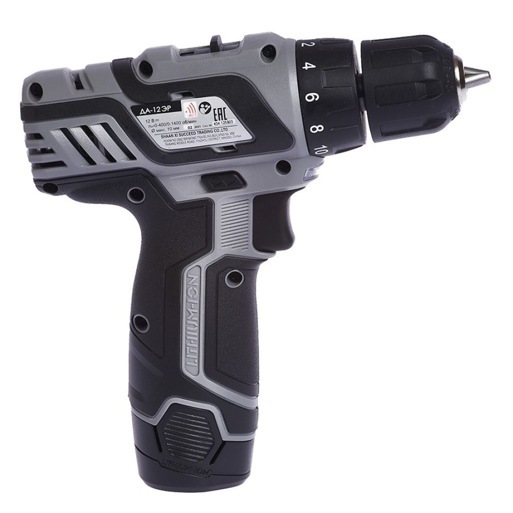 Аккумуляторная дрель-шуруповерт ИНТЕРСКОЛ ДА-12ЭР 28 ПРОМО, 12 В, 1400 об/мин, с 2 АКБ 2 Ач и ЗУ (434.2.2.20)