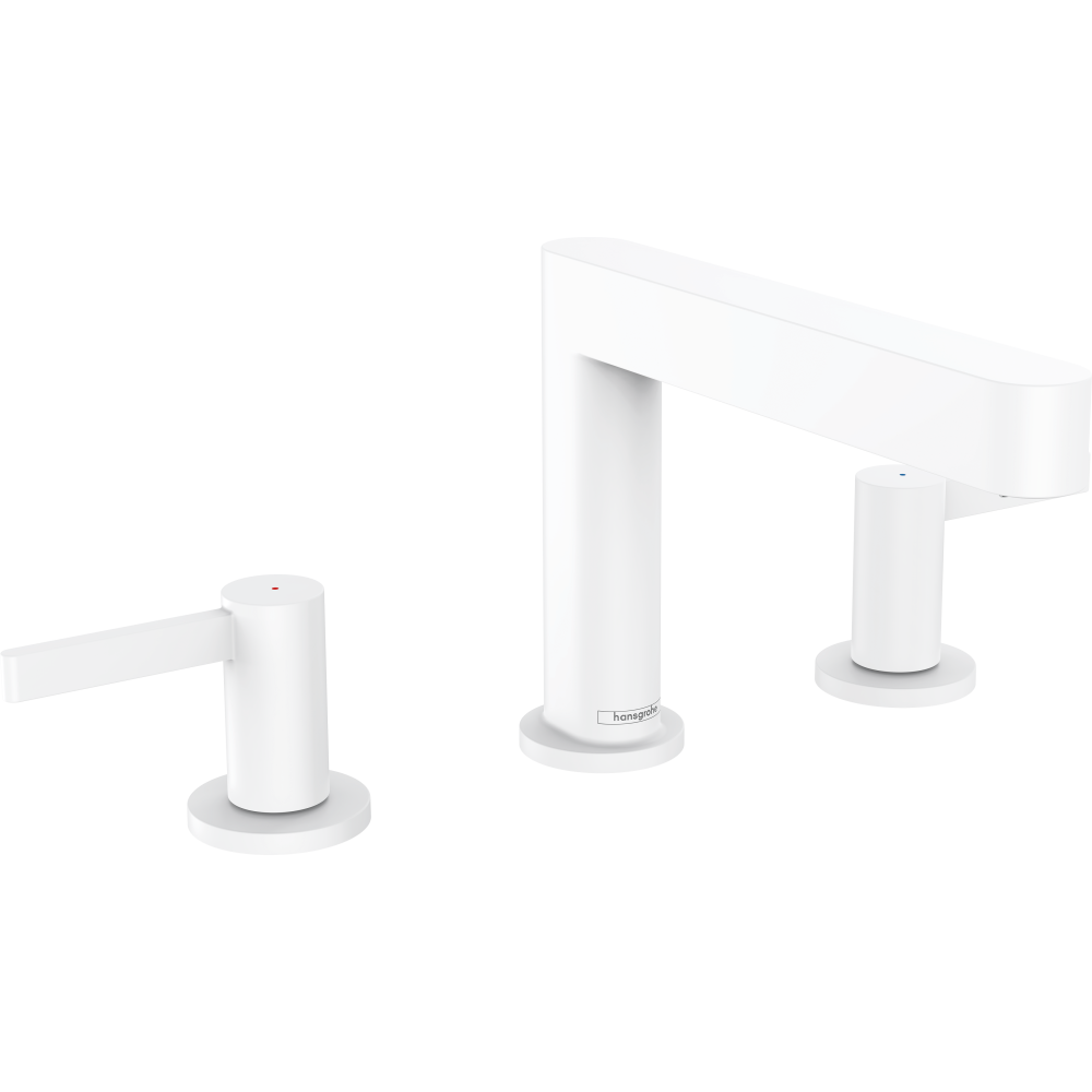 Смеситель для раковины hansgrohe Finoris 110, на 3 отверстия, со сливным клапаном Push-Open 76033700, матовый белый
