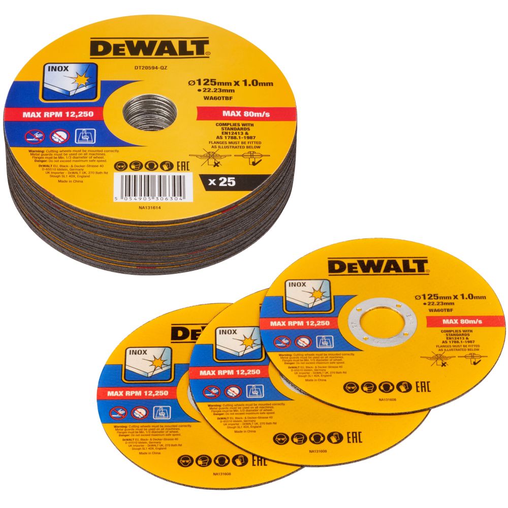 Диск отрезной DEWALT DT20594, по металлу, 125х22.23х1 мм, 25 шт. (DT20594-QZ)
