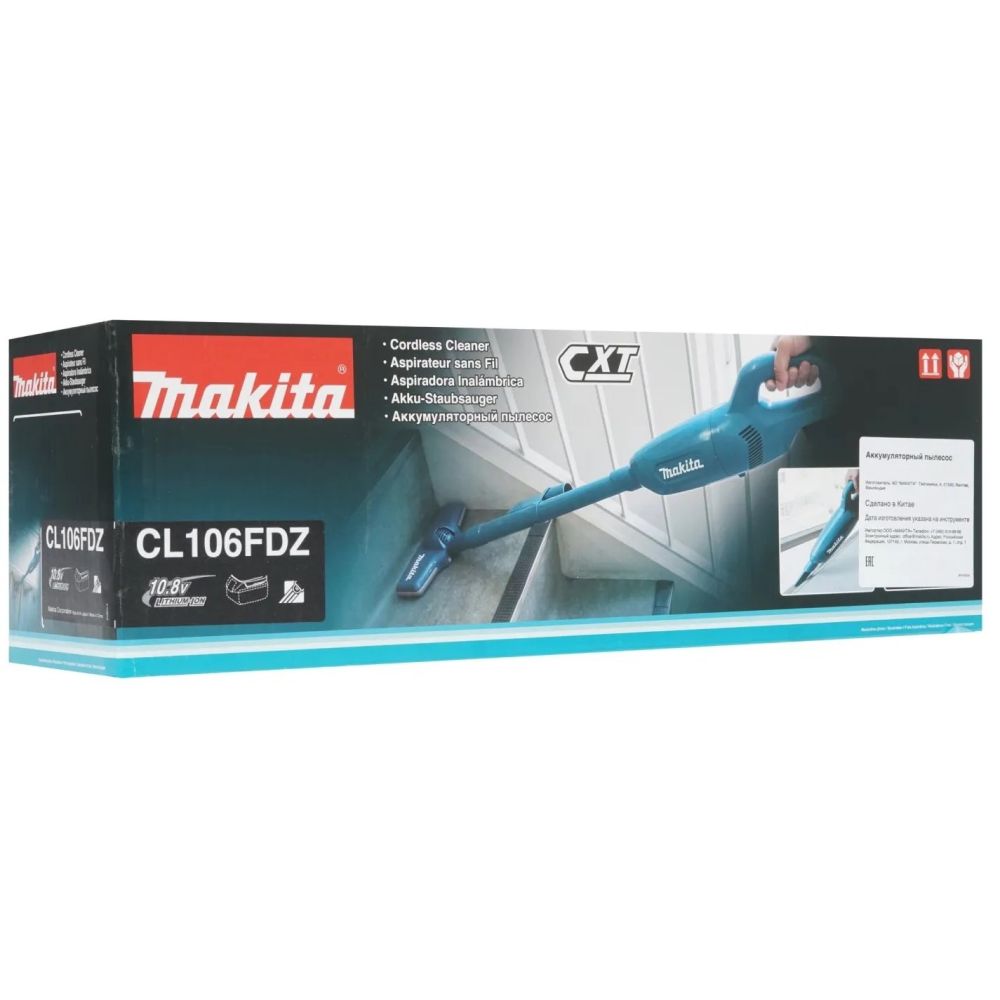 Строительный пылесос Makita CL106FDZ, 3.1 кПа, , 12 В, 0.6 л, без АКБ и ЗУ, с комплектом аксессуаров