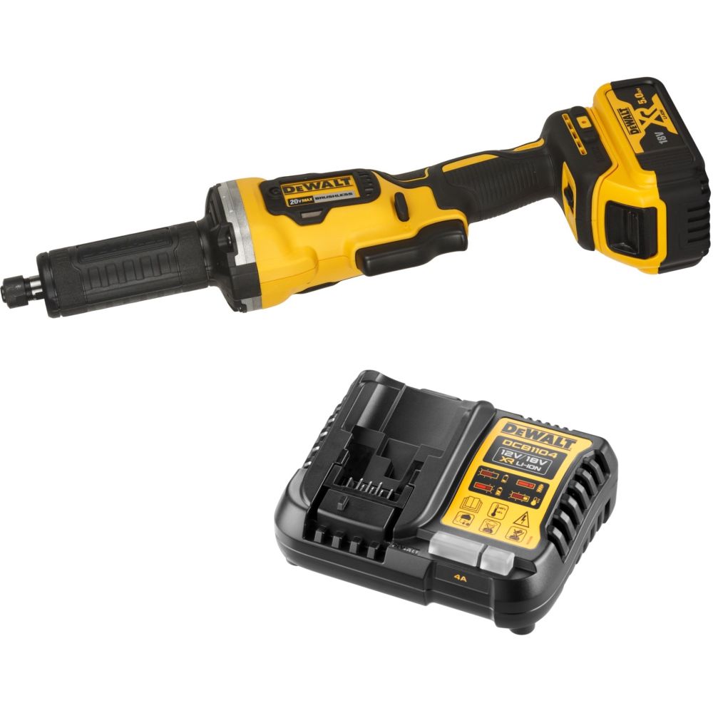 Аккумуляторная прямошлифовальная машина DEWALT DCG426BP1, 20 В, 38 мм, 25000 об/мин, с АКБ 5 Ач и ЗУ (DCG426BP1-XJ)