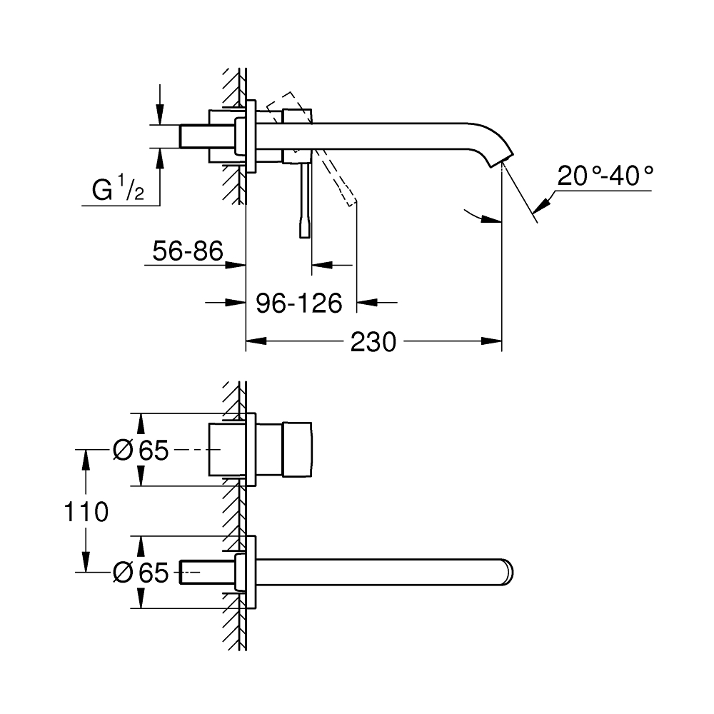 Внешняя часть смесителя для раковины GROHE Essence на 2 отверстия, L-Size, теплый закат матовый (19967DL1)