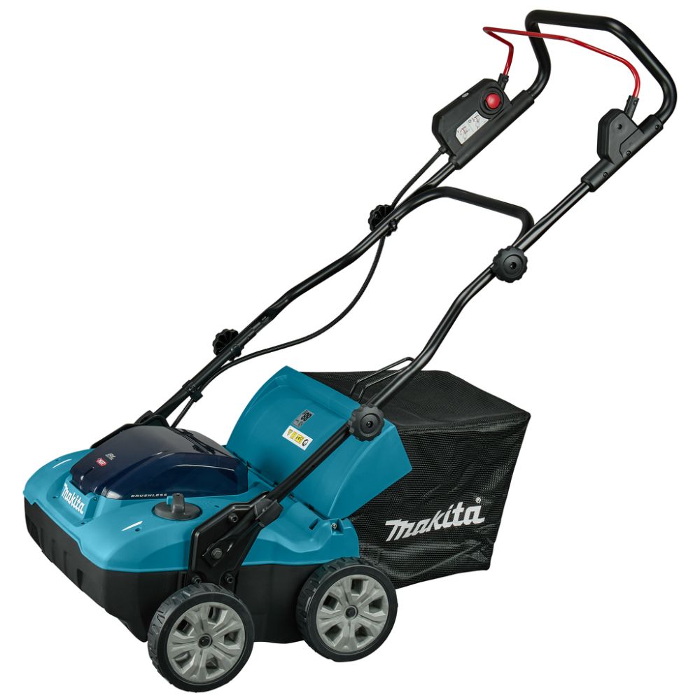 Аккумуляторный скарификатор-аэратор Makita, 40 В, 38 см, 50 л, 3200 об/мин, без АКБ и ЗУ, UV001GZ