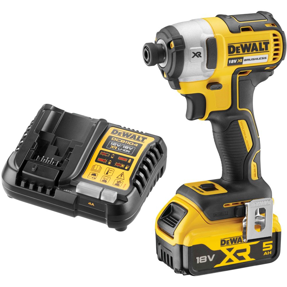 Аккумуляторный шуруповерт DEWALT DCF887P1, 18 В, 205 Нм, 3800 уд/мин, с АКБ 5 Ач и ЗУ (DCF887P1N-XJ)
