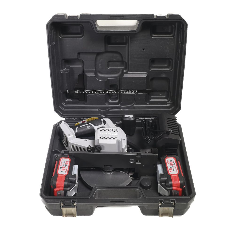 Аккумуляторная дисковая пила ИНТЕРСКОЛ ДПА-165/36В, 36 В, 165 мм, 5000 об/мин, с 2 АКБ 2 Ач и ЗУ, в кейсе (817.2.2.70)