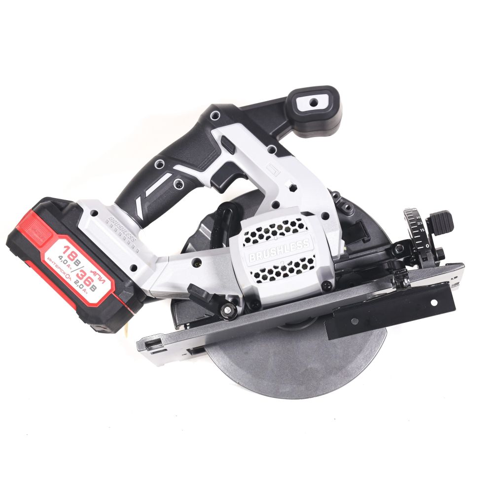 Аккумуляторная дисковая пила ИНТЕРСКОЛ ДПА-165/36В, 36 В, 165 мм, 5000 об/мин, с 2 АКБ 2 Ач и ЗУ, в кейсе (817.2.2.70)