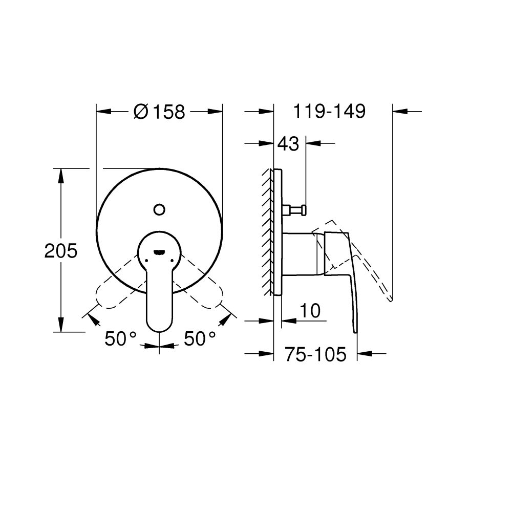 Внешняя часть смесителя для ванны GROHE Eurostyle Cosmopolitan, хром (24052002)