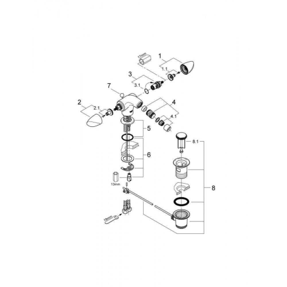 Смеситель для биде GROHE Aria, хром (24030000)