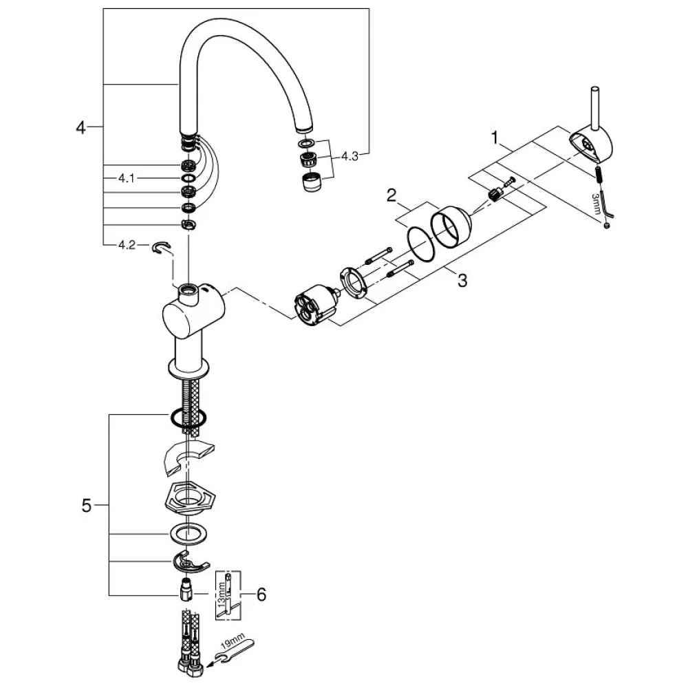 Смеситель для кухни GROHE Minta, хром (32917000)