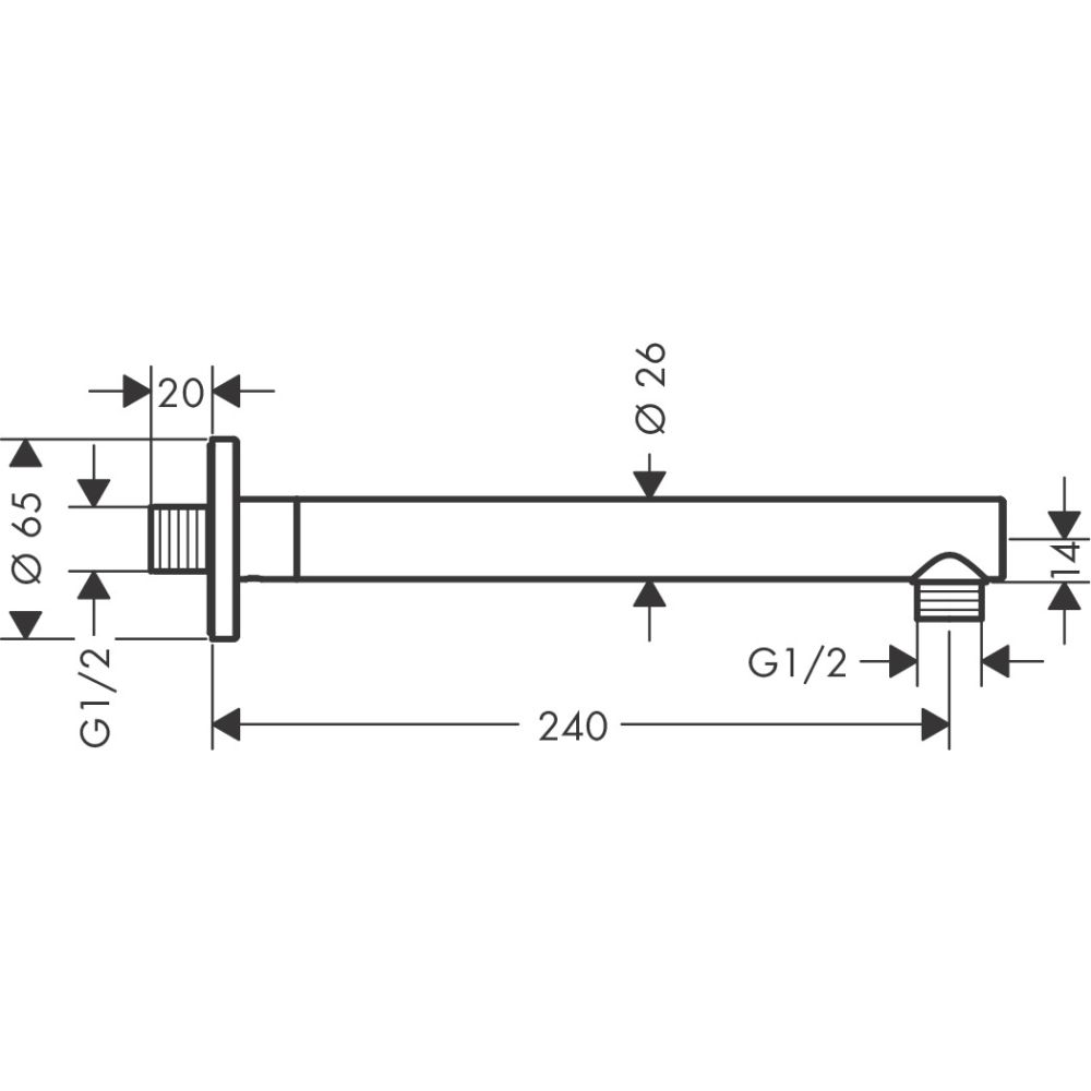 Душевой кронштейн hansgrohe Vernis Blend настенный 240 мм 27809670, матовый черный