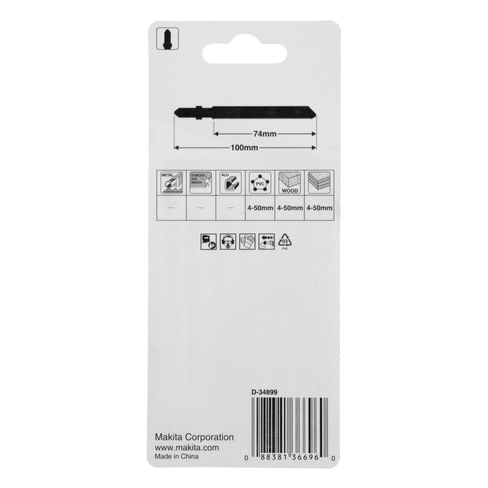 Пилка для лобзика Makita Fast по дереву, фигурный рез, 100х1.2х6TPI, 5 шт, D-34899