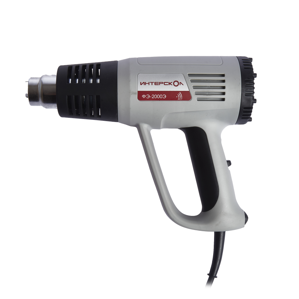 Строительный фен ИНТЕРСКОЛ ФЭ-2000Э, 2000 Вт, 600°С, 500 л/мин, 1 насадка 192.0.0.00